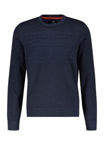 Lerros Herren Strickpullover "Lerros Strickpullover, tonal gestreift", blau, Gr. S, 100% Baumwolle, Pullover