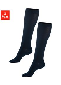 H.I.S. H.I.S Damen Stützkniestrümpfe, Gr. 35, blau, Baumwolle, Elasthan, Polyamid, unifarben, Socken, ideal auf Reisen