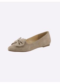 Andrea Conti Damen Ballerina, Gr. 38, grau, Leder, Veloursleder, modisch, Schuhe