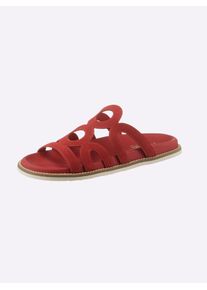 Heine Damen Pantolette, Gr. 41, rot, Rindsleder, Glattleder, modisch, Schuhe