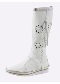 Andrea Conti Damen Stiefel, Gr. 38, weiß, Leder, Glattleder, Glattleder, modisch, Schuhe