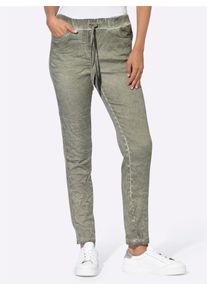 Heine Damen Jogger Pants, grün, Gr. 36, gemustert, 81% Baumwolle, 17% Polyester, 2% Elasthan, Hosen