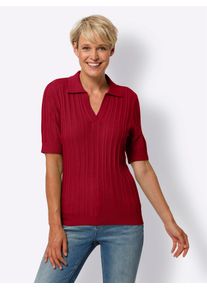 Classic Basics Damen Polokragenpullover "Kurzarm-Pullover", rot, Gr. 46, unifarben, 100% Polyacryl, Pullover