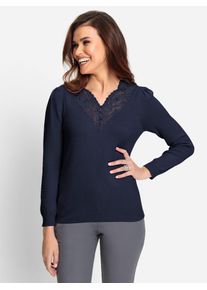 Lady Damen Strickpullover "Pullover", blau, Gr. 36, unifarben, 45% Viskose, 35% Polyamid, 20% Polyester, Spitze:100% Polyester, Pullover