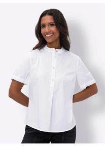 Heine Damen Satinbluse, beige, Gr. 42, unifarben, 97% Baumwolle, 3% Elasthan, Blusen