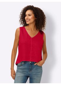 Heine Damen Blusentop, rot, Gr. 48, unifarben, 100% Leinen, Blusen