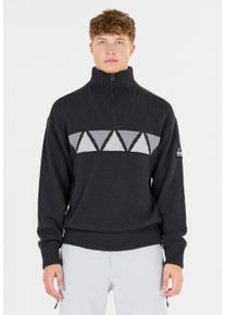 SOS Herren Strickpullover "Aboda", blau, casual, Gr. L, mehrfarbig, 50% Polyester, 50% Wolle, Pullover, mit winddichter Innenschicht