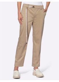 Heine Damen Webhose, beige, Gr. 36, unifarben, 97% Baumwolle, 3% Elasthan, Hosen