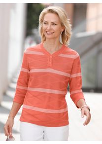 Classic Basics Damen 3/4 Arm-Pullover "Pullover", rot, Gr. 40, gemustert, mehrfarbig, 100% Polyacryl, Pullover