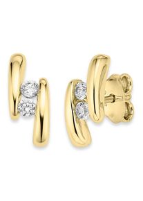 Bruno Banani Damen Paar Ohrstecker "Schmuck Geschenk Silber 925 Ohrschmuck Ohrringe Glitzerstein", Silber 925 (Sterlingsilber), gold, Silber 925