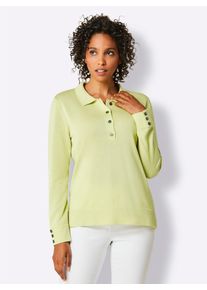 Damen Polokragenpullover "Baumwoll-Pullover", grün, Gr. 38, CREATION L PREMIUM, unifarben, 97% Baumwolle, 2% Polyamid, 1% Polyester, Pullover