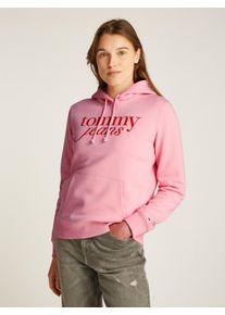 Tommy Jeans Damen Hoodie "TJW REG ESS LOGO HOODIE EXT", pink, casual, Gr. XS, bedruckt, Sweatware, Obermaterial: 80% Baumwolle, 20% Polyester,