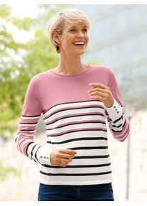 Classic Basics Damen Streifenpullover "Langarm-Pullover", rosa, Gr. 50, gemustert, gestreift, mehrfarbig, 100% Polyacryl, Pullover