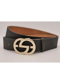 AnnaMatoni Damen Ledergürtel, schwarz, casual, Gr. 95, unifarben, Rindsleder, Gürtel, mit goldener Schließe