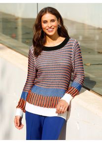 Inspirationen Damen Strickpullover "Pullover", schwarz, Gr. 38, gemustert, mehrfarbig, 50% Baumwolle, 50% Polyacryl, Pullover