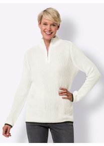 Classic Basics Damen Strickpullover "Langarm-Pullover", weiß, Gr. 54, gemustert, mehrfarbig, 100% Polyacryl, Pullover