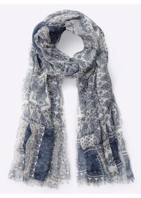 Heine Damen Modeschal, blau, gemustert, Viskose, Modetücher