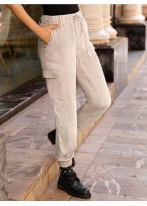 Inspirationen Damen Cargohose, beige, Gr. 36, unifarben, 100% Lyocell, Hosen