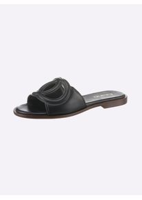 Heine Damen Pantolette, Gr. 37, schwarz, Leder, Rindsleder, Rindsleder, modisch, Schuhe
