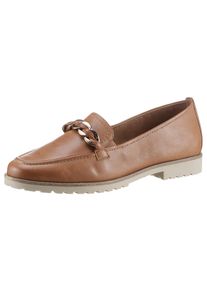 Tamaris Damen Loafer, Gr. 40, braun, Leder, klassisch, Schuhe, Chunky Slipper, Business Schuh mit trendiger Flechtkette