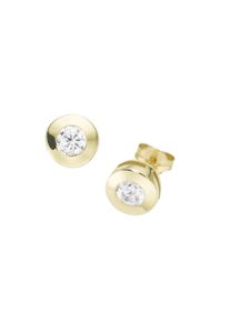 Luigi Merano Damen Paar Ohrstecker "runde Form mit Zirkonia, Gold 375", Gelbgold 375, weiß, Gelbgold 375, Ohrringe
