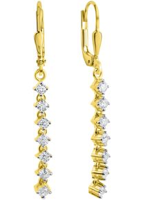 Firetti Damen Paar Ohrhänger "Schmuck Geschenk Gold 375 Ohrschmuck Ohrring Stäbchen", Gelbgold 375, gelb, Gelbgold 375, Ohrringe, mit Zirkonia