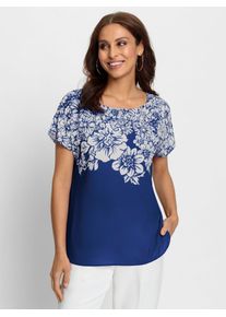 Lady Damen Schlupfbluse, blau, Gr. 38, geblümt, gemustert, mehrfarbig, bedruckt, 95% Polyester, 5% Elasthan, Blusen