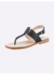 Heine Damen Zehentrenner, Gr. 38, schwarz, Leder, Rindsleder, Leder, modisch, Schuhe