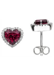 Jobo Damen Paar Ohrstecker "Herz", SI = kleine Einschlüsse, Weißgold 585-Diamanten, weiß, Weißgold 585, Diamanten, Ohrringe, 585 Weißgold mit