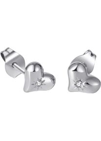Firetti Damen Paar Ohrstecker "Schmuck Geschenk Edelstahl Ohrschmuck Ohrringe Herz", Edelstahl, silber, Edelstahl, Ohrringe, mit Zirkonia (synth.)