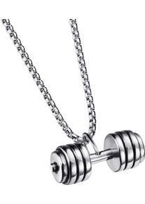 Firetti Damen Kette mit Anhänger "Schmuck Geschenk Edelstahl Halsschmuck Halskette Hantel", Edelstahl, L: 60cm, silber, Edelstahl, Halsketten