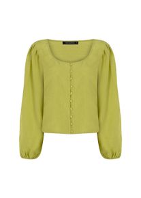 FRESHLIONS Damen Klassische Bluse "Amara", grün, casual, Gr. XL, unifarben, 100% Leinen, Blusen, im klassischen Design