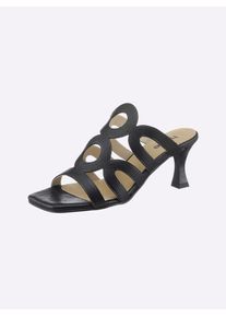Heine Damen Pantolette, Gr. 41, schwarz, Leder, Rindsleder, Glattleder, feminin, Schuhe