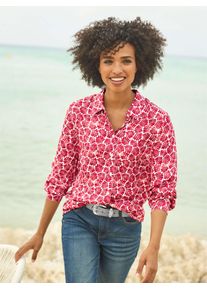 Heine Damen Druckbluse, rot, Gr. 42, gemustert, mehrfarbig, bedruckt, 100% Viskose, Blusen