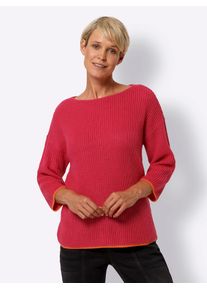 Classic Basics Damen Strickpullover "Rundhals-Pullover", pink, Gr. 38, gemustert, mehrfarbig, 100% Polyacryl, Pullover