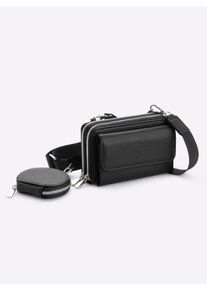 Heine Damen Schultertasche, schwarz, Viskosemischung, Metall, unifarben, Taschen
