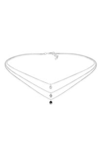 Elli Damen Collier "Choker 3-reihig Kristalle 925 Sterling Silber", 36,mit Stein, Silber 925 (Sterlingsilber), L: 36cm, silber, Silber 925