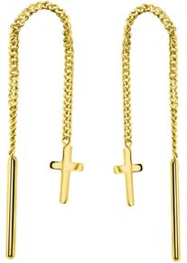 Firetti Damen Paar Ohrhänger "Schmuck Geschenk Gold 375 Ohrschmuck Ohrringe Kreuz", Gelbgold 375, gold, Gelbgold 375, Ohrringe
