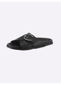 Heine Damen Pantolette, Gr. 41, schwarz, Leder, Rindsleder, Leder, modisch, Schuhe