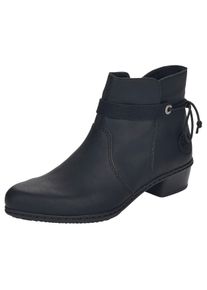 Rieker Damen Stiefelette, Gr. 40, schwarz, Lederimitat, elegant, Schuhe, Blockabsatz, Ankleboots mit Zierbändern