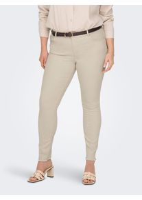Only CARMAKOMA Damen Ankle-Jeans "CARWILLY REG ANK RAW SK DNM DOT019 NOOS", beige, modisch, Gr. 44, unifarben, Denim/Jeans, Obermaterial: 92%