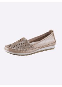 Gemini Damen Slipper, Gr. 36, beige, Glattleder, sportlich, Schuhe