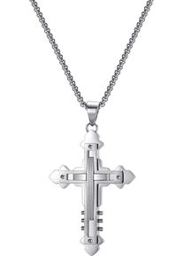 Firetti Damen Kette mit Anhänger "Schmuck Geschenk Edelstahl Halsschmuck Halskette Venezianerkette Kreuz", Edelstahl, L: 60cm, silber, Edelstahl,