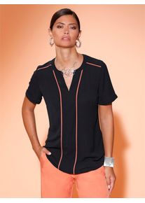 CRÉATION L CREATION L Damen Schlupfbluse, schwarz, Gr. 38, unifarben, 95% Polyester, 5% Elasthan, Blusen