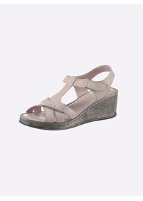 Casual Looks Damen Sandale, Gr. 37, grau, Glattleder, sportlich, Schuhe