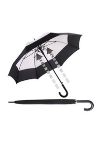 Euroschirm Partnerschirm "Automatik W335, schwarz/hellgrau", schwarz-weiß, Bezug: 100% Polyester, Regenschirme, mit Automatik, Griff aus Echt-Leder