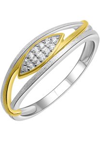 Firetti Damen Silberring "Schmuck Geschenk Silber 925 Fingerring Ring bicolor", 58, Silber 925 (Sterlingsilber), 2,4mm, gold, Silber 925