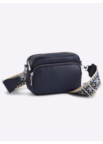 Heine Damen Schultertasche, blau, Viskosemischung, Baumwollmischung, Metall, unifarben, Taschen