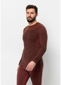 Jack Wolfskin Herren Langarmshirt "SEAMLESS WOOL L/S M", rot, Gr. L, 55% WOLLE (MERINO), 43% POLYAMID, 2% ELASTHAN, Shirts