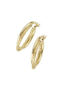 Smart Jewel Damen Paar Creolen "zweireihig, glänzend und strukturiert, Silber 925", Silber 925 (Sterlingsilber), gold, Silber 925 (Sterlingsilber),